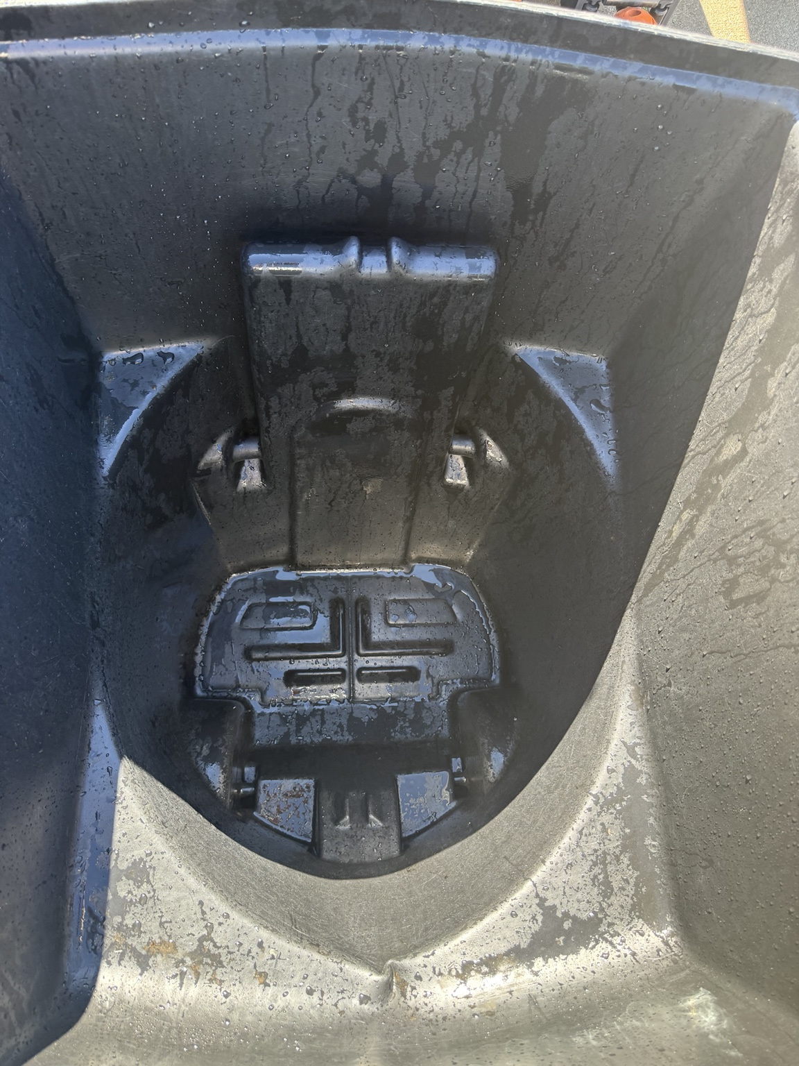 Black bin interior after cleaning